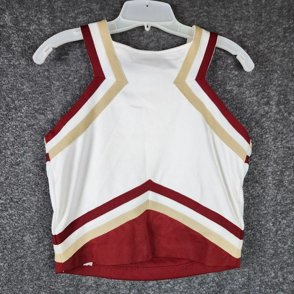 Varsity Cheer Uniform Set Girls Kids L SGMS Maroon Gold Athletic Varsity EUC